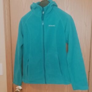 Columbia Womens Teal Blue Full Zip Fleece Hooded Jacket